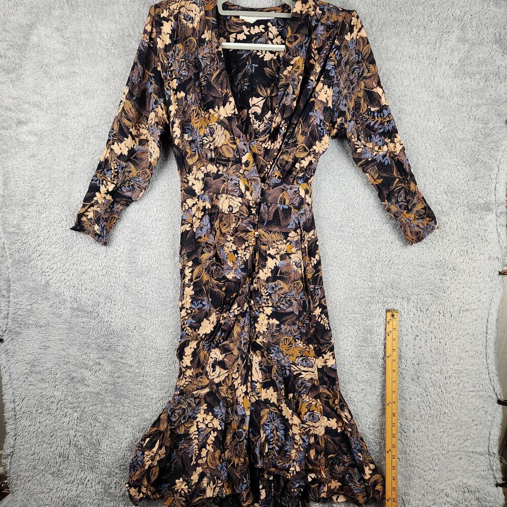 Vintage Barbara Barbara Dress Womens Medium Black Floral Fairy Grunge Ruffle 80s